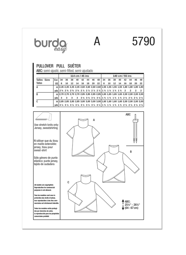 Burda Style Misses' Tops Sewing Pattern for Fashionistas B5790