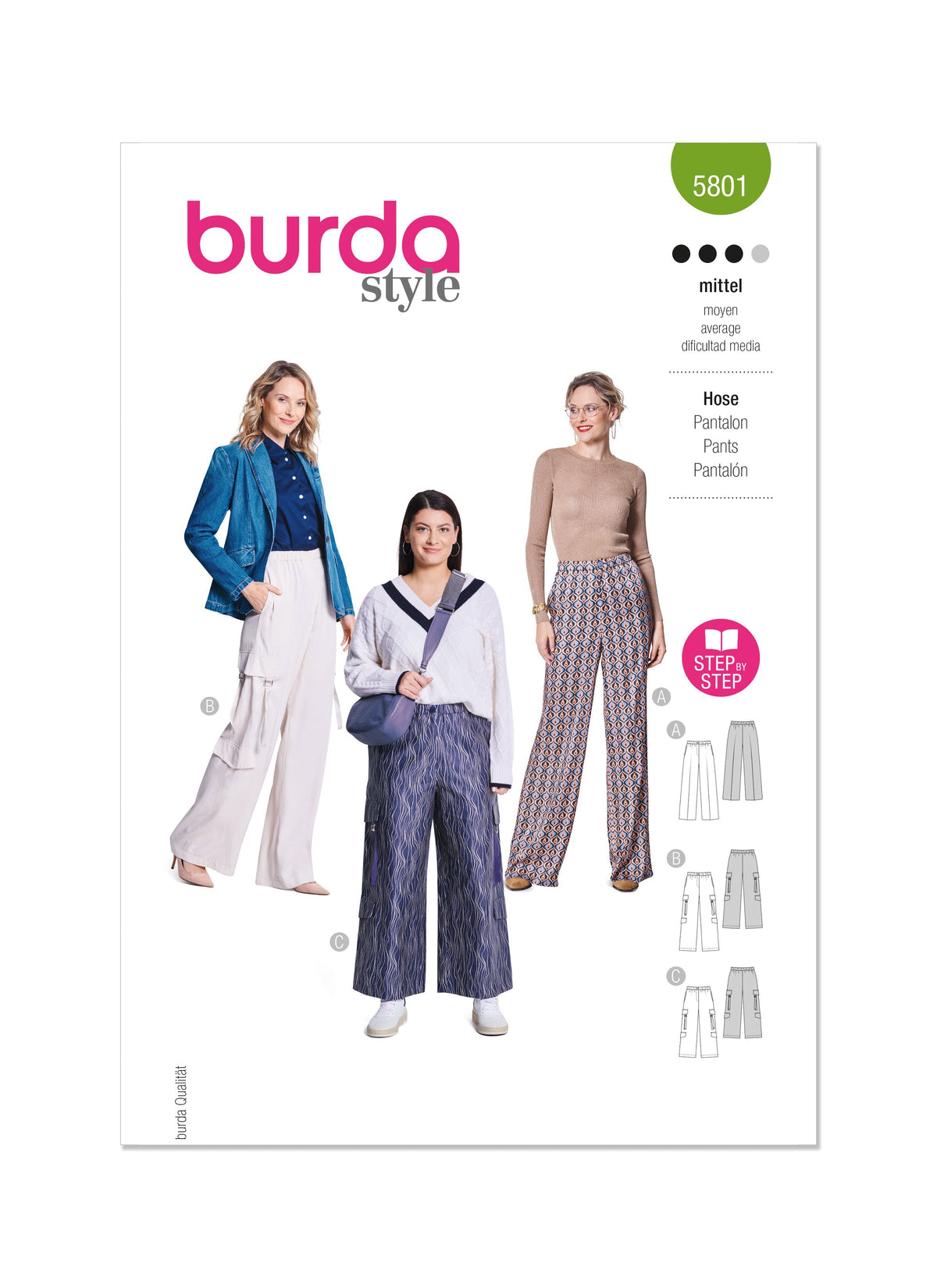 Burda Style Misses' Trouser Pants Sewing Pattern B5801