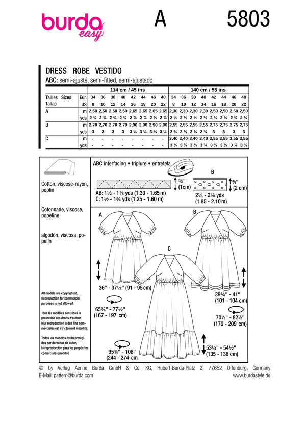 Burda Style Dress Sewing Pattern for Fashion Enthusiasts B5803