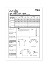 Burda Style Misses' Shirt Sewing Pattern for Fashionistas B5809