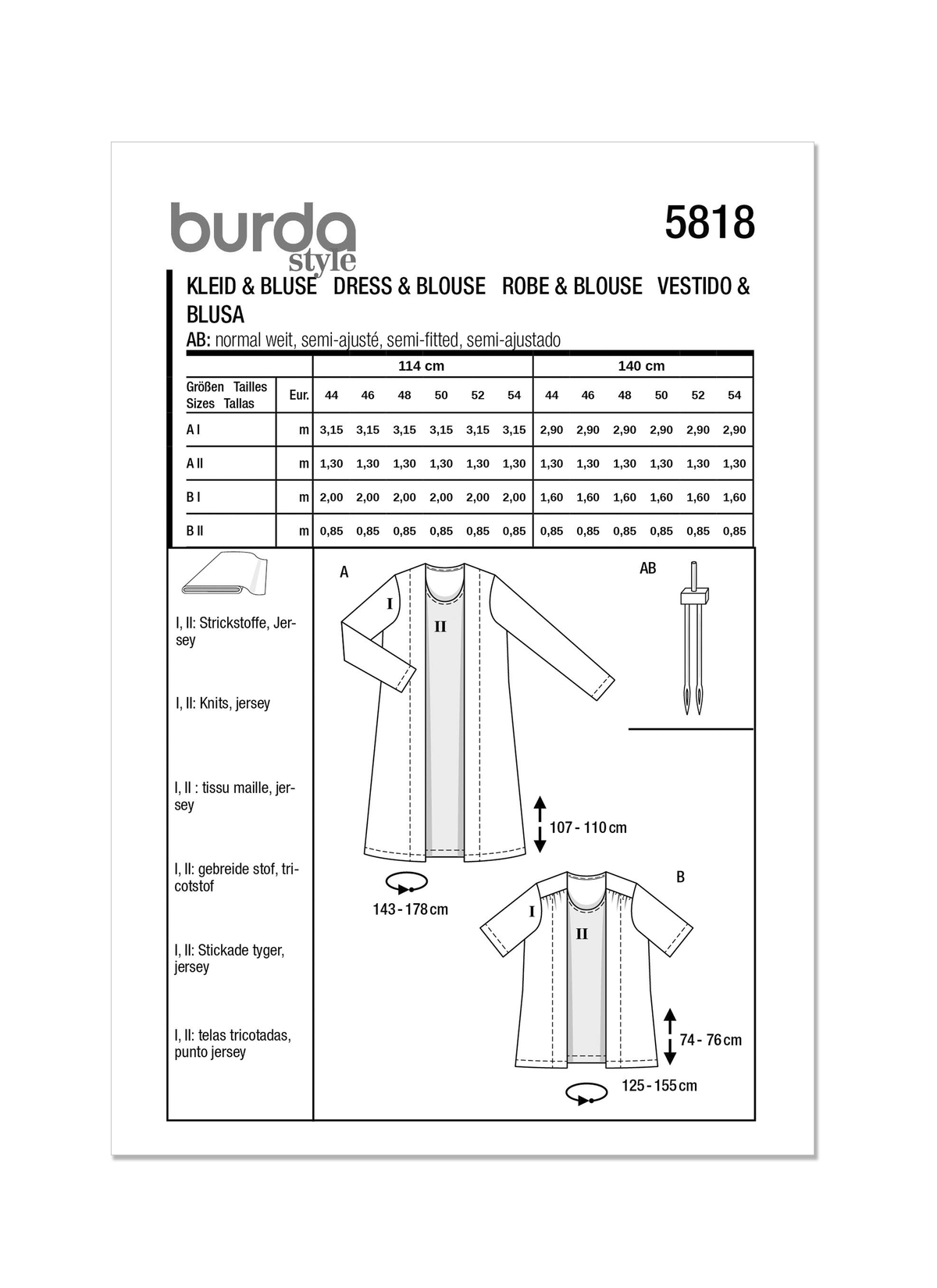 Burda Style Misses' Dress & Blouse Sewing Pattern B5818