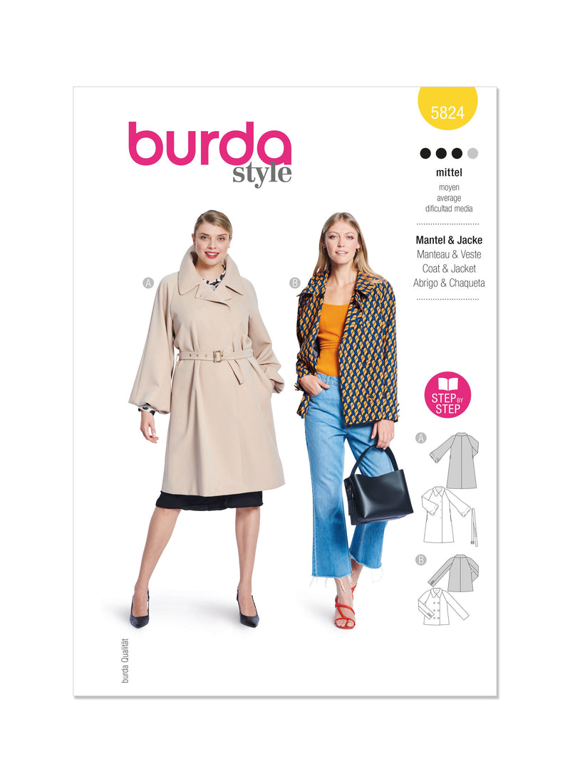 Burda Style Misses' Jacket & Coat Sewing Pattern B5824