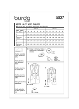 Burda Style Misses' Vest Sewing Pattern for Fashionistas B5827