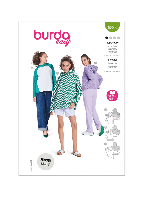 Burda Style Misses' Sweater Sewing Pattern Guide B5828