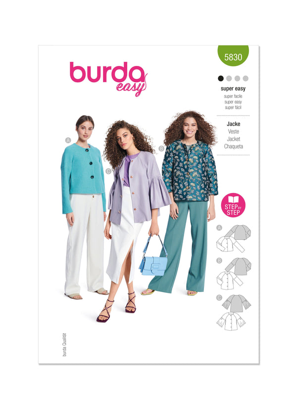 Burda Style Misses' Jacket Sewing Pattern for Fashionistas B5830