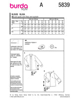 Burda Style Misses' Blouse Sewing Pattern for Fashionistas B5839