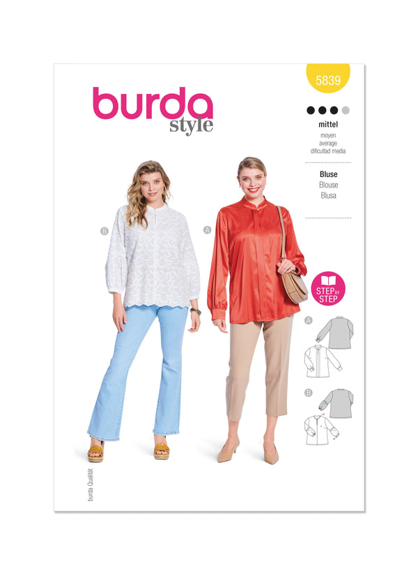 Burda Style Misses' Blouse Sewing Pattern for Fashionistas B5839