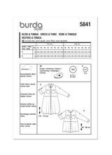 Burda Style Misses' Dress & Tunic Sewing Pattern B5841
