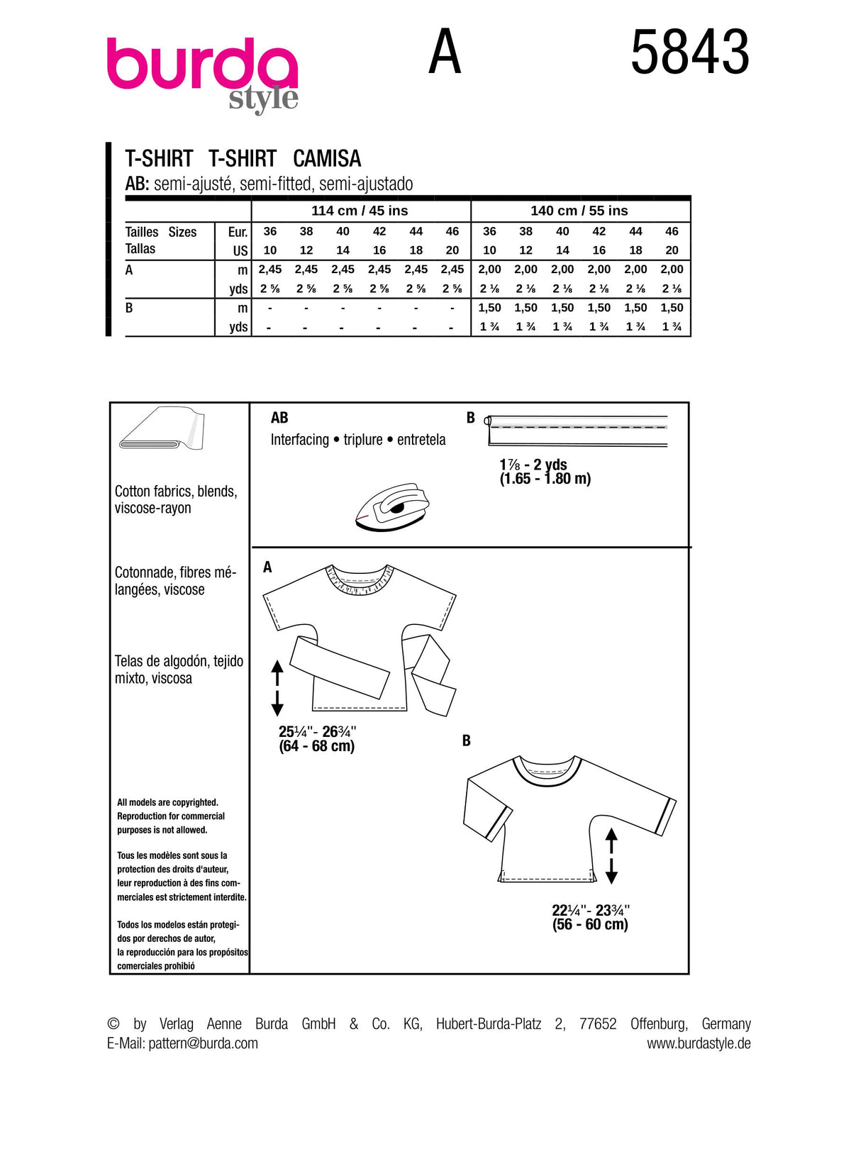 Burda Style Misses' Shirt Sewing Pattern for Fashionistas B5843