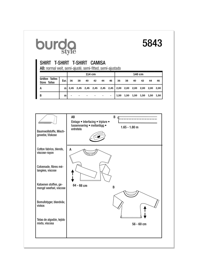 Burda Style Misses' Shirt Sewing Pattern for Fashionistas B5843