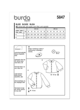 Burda Style Misses' Blouse Sewing Pattern for Fashionistas B5847