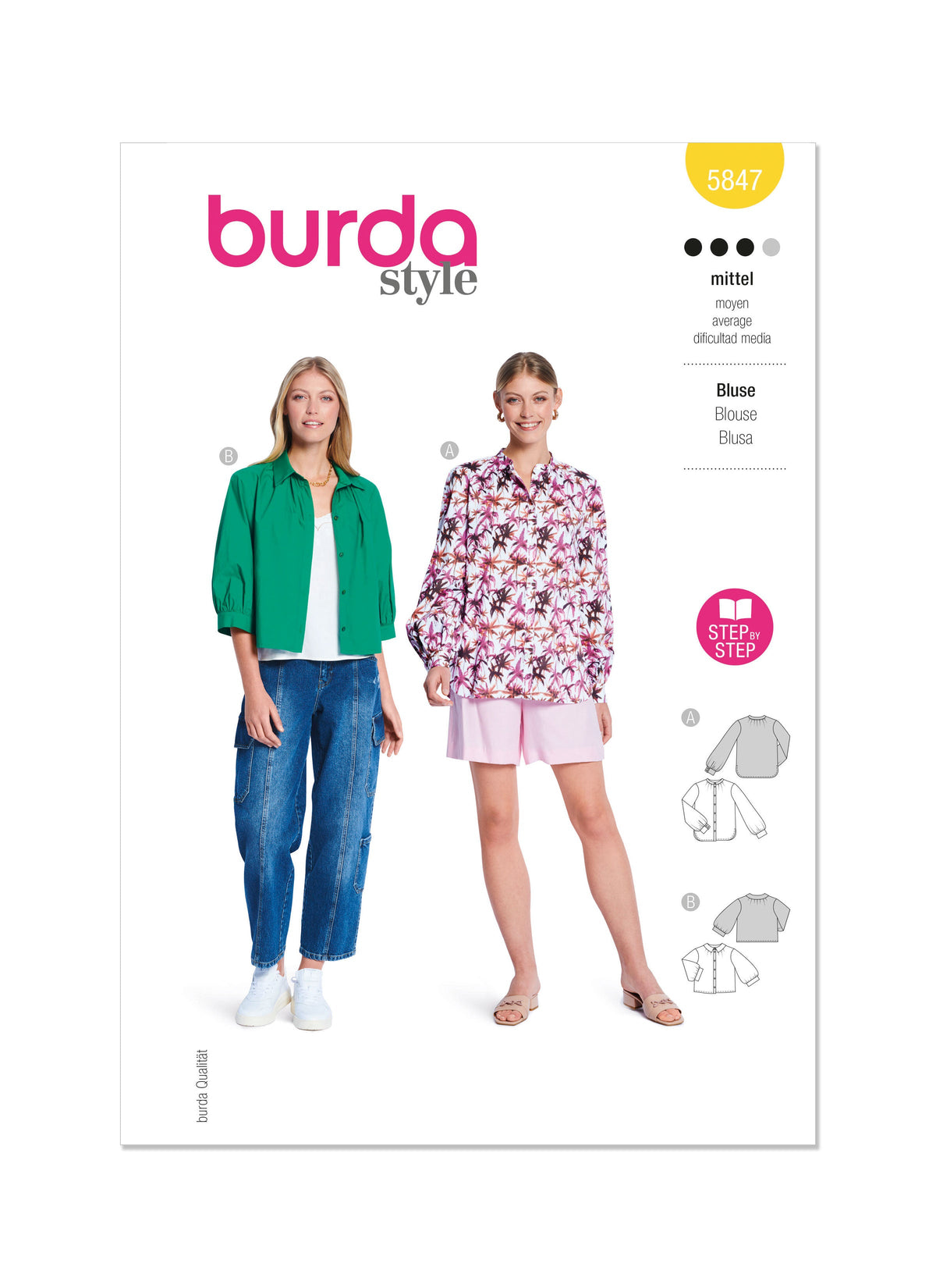 Burda Style Misses' Blouse Sewing Pattern for Fashionistas B5847