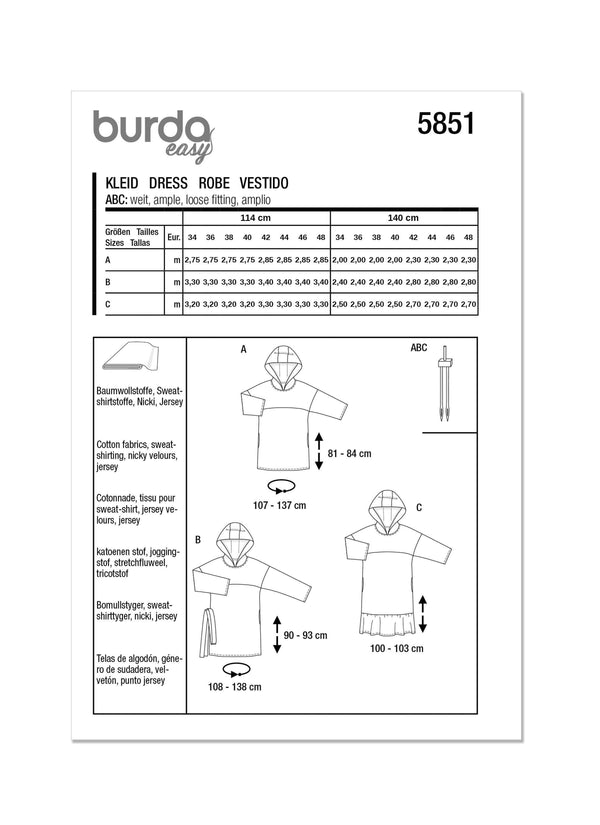 Burda Style Misses' Dress Sewing Pattern for Fashionistas B5851