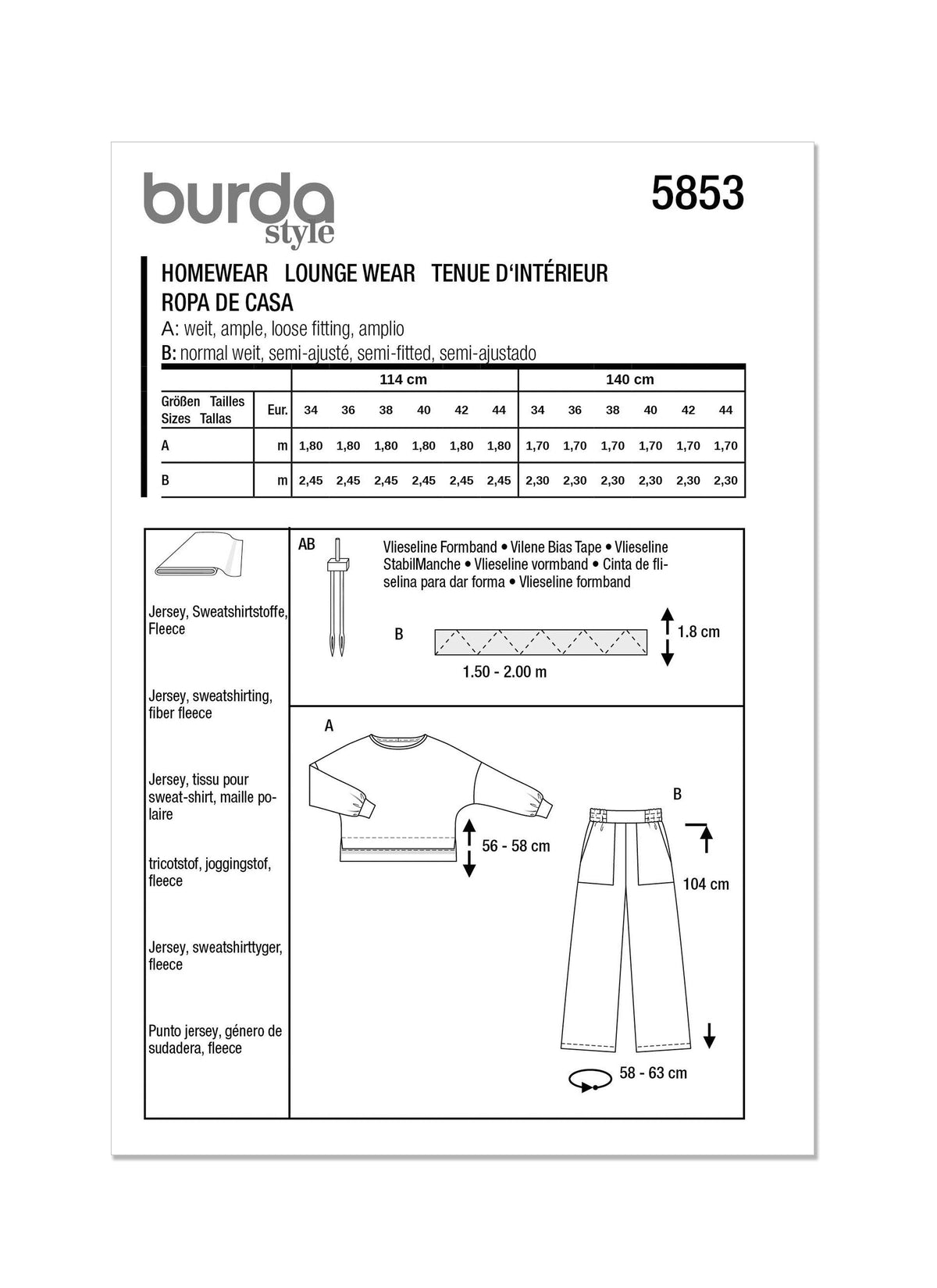 Burda Style Misses' Homewear Sewing Pattern B5853