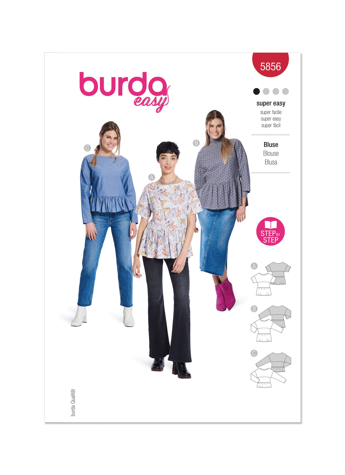 Burda Style Misses' Blouse Sewing Pattern for Fashionistas B5856
