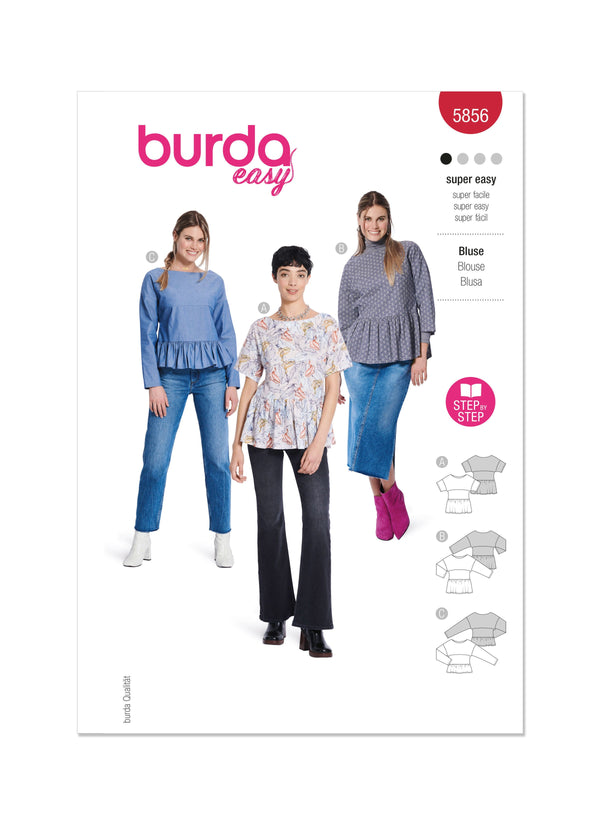 Burda Style Misses' Blouse Sewing Pattern for Fashionistas B5856