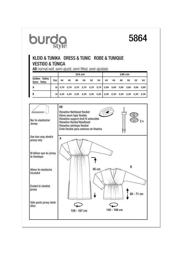Burda Style Misses' Dress & Tunic Top Sewing Pattern B5864