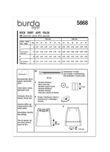 Burda Style Misses' Skirt Sewing Pattern for Fashionistas B5868
