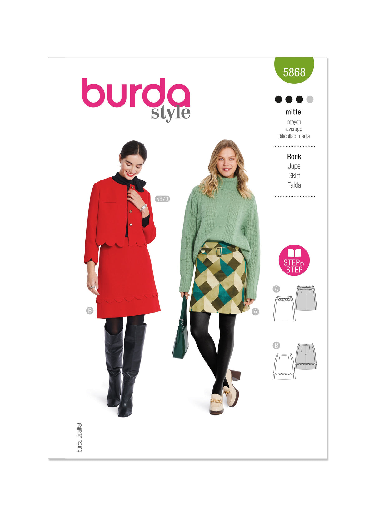 Burda Style Misses' Skirt Sewing Pattern for Fashionistas B5868
