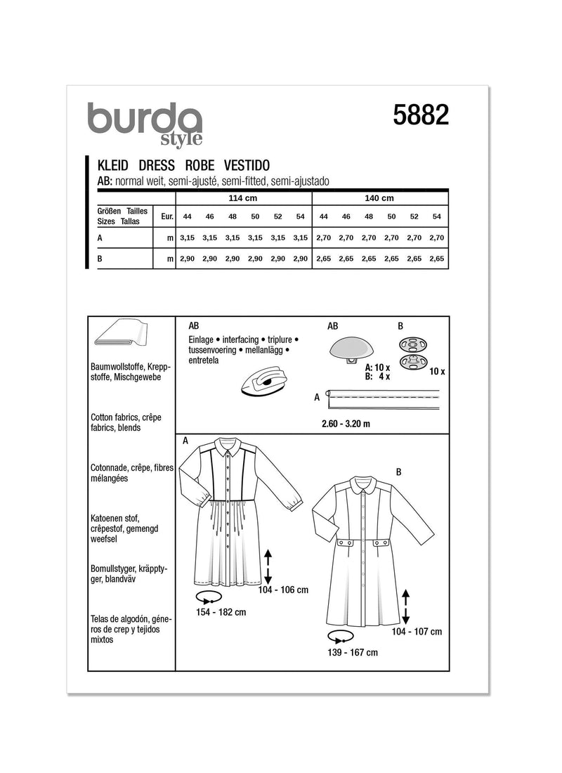 Burda Style Misses' Dress Sewing Pattern for Fashionistas B5882