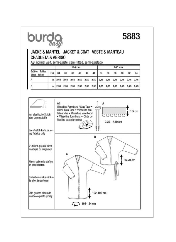 Burda Style Misses' Jacket & Coat Sewing Pattern B5883