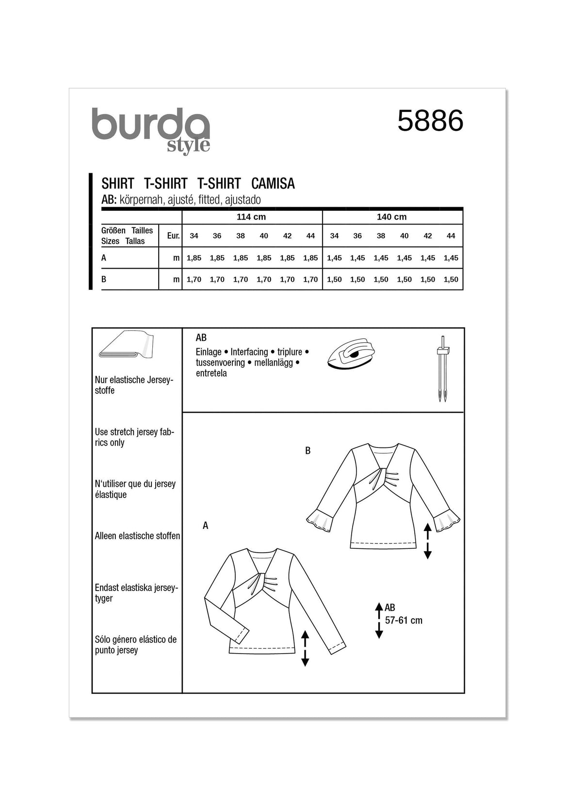 Burda Style Misses' Top Sewing Pattern for Fashion Enthusiasts B5886