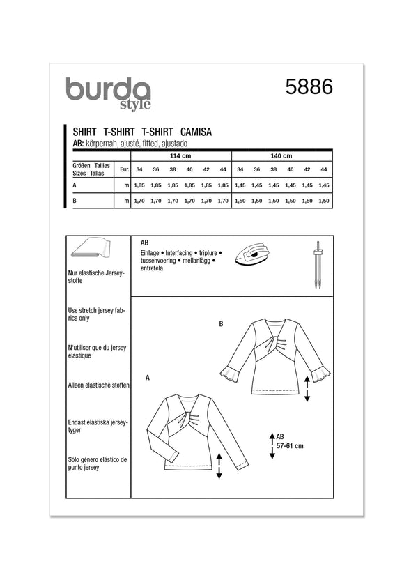Burda Style Misses' Top Sewing Pattern for Fashion Enthusiasts B5886