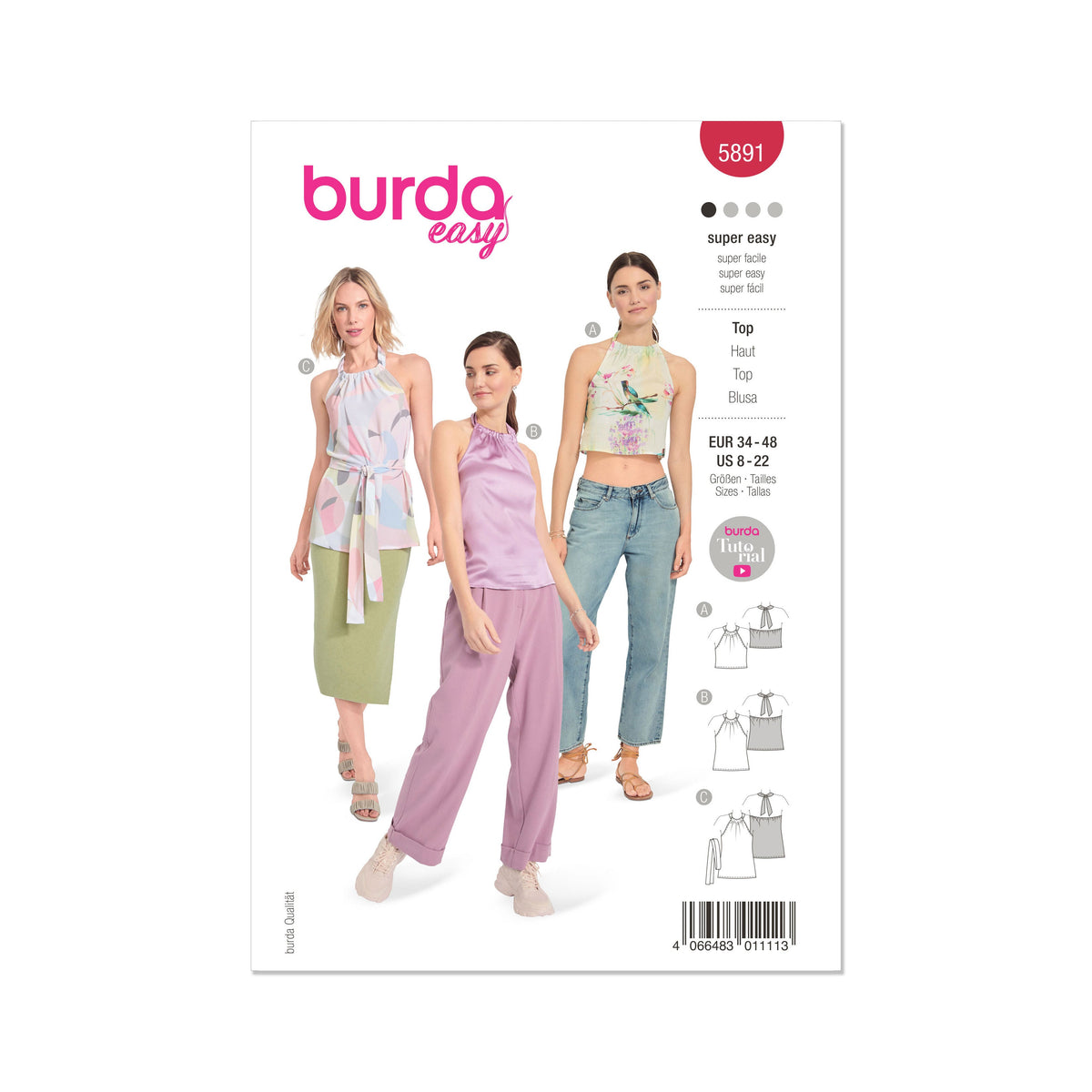 Burda Style Misses' Top Sewing Pattern for Fashion Enthusiasts B5891