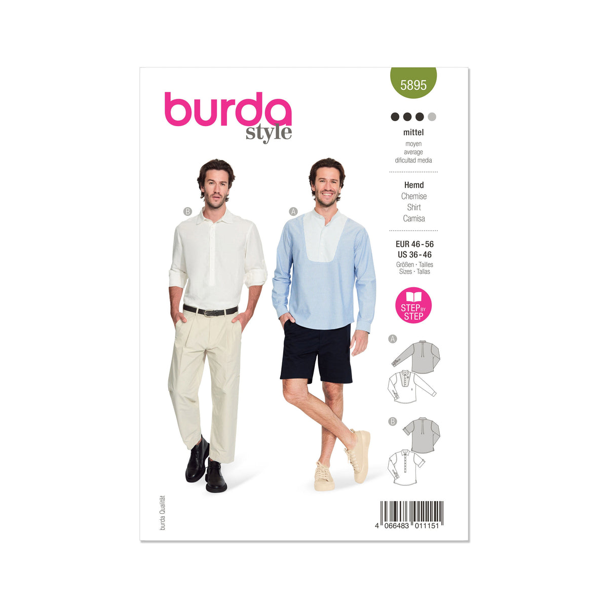 Burda Style Men's Top Sewing Pattern for Fashion Enthusiasts B5895
