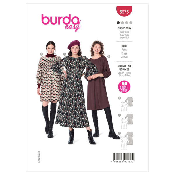 Burda Style Misses' Dress with Scoop Neckline Sewing Pattern B5975