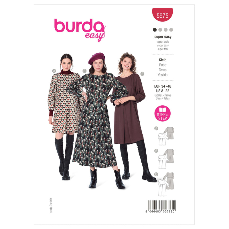 Burda Style Misses' Dress with Scoop Neckline Sewing Pattern B5975