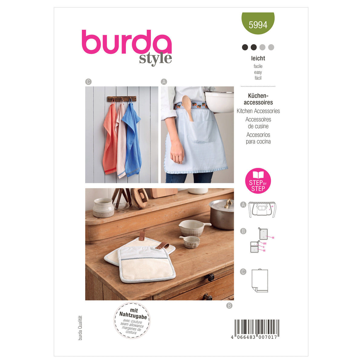 Burda Style Kitchen Accessories Sewing Pattern Guide B5994