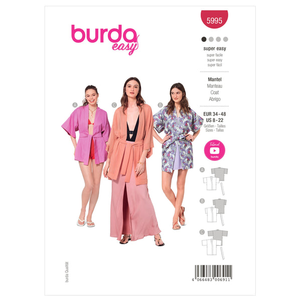 Burda Style Elegant Coat Sewing Pattern for Fashion Enthusiasts B5995