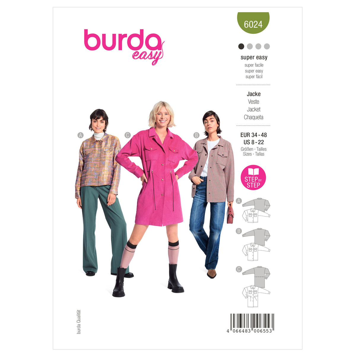 Burda Style Jacket Sewing Pattern for Fashion Enthusiasts B6024