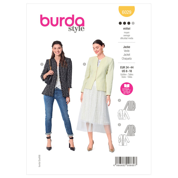 Burda Style Jacket Sewing Pattern for Fashion Enthusiasts B6029