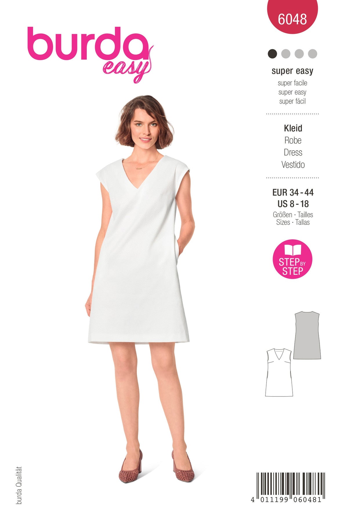 Burda Style Misses' Shift Dress with V-Neck Sewing Pattern B6048