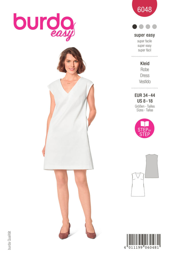 Burda Style Misses' Shift Dress with V-Neck Sewing Pattern B6048