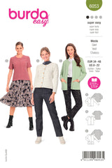 Burda Style Misses' Cardigan with Rounded Neckline Sewing Pattern B6053
