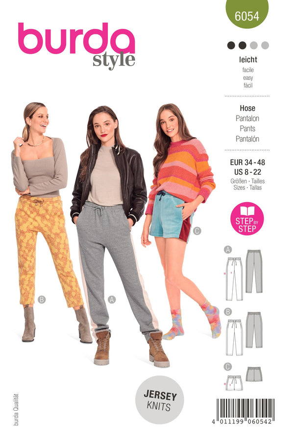 Burda Style Misses' Jogging Pants with Side Stripes Sewing Pattern B6054