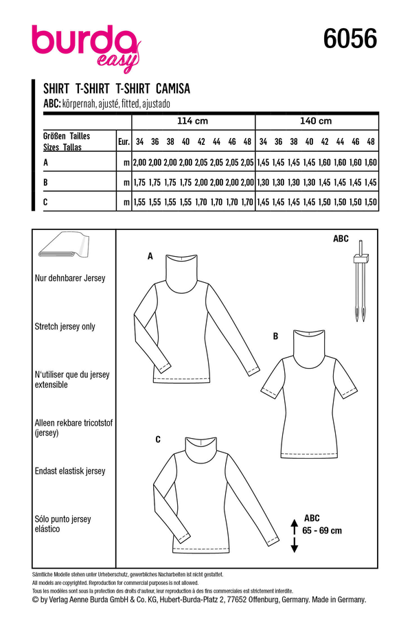 Burda Style Misses' Turtleneck Top Sewing Pattern B6056