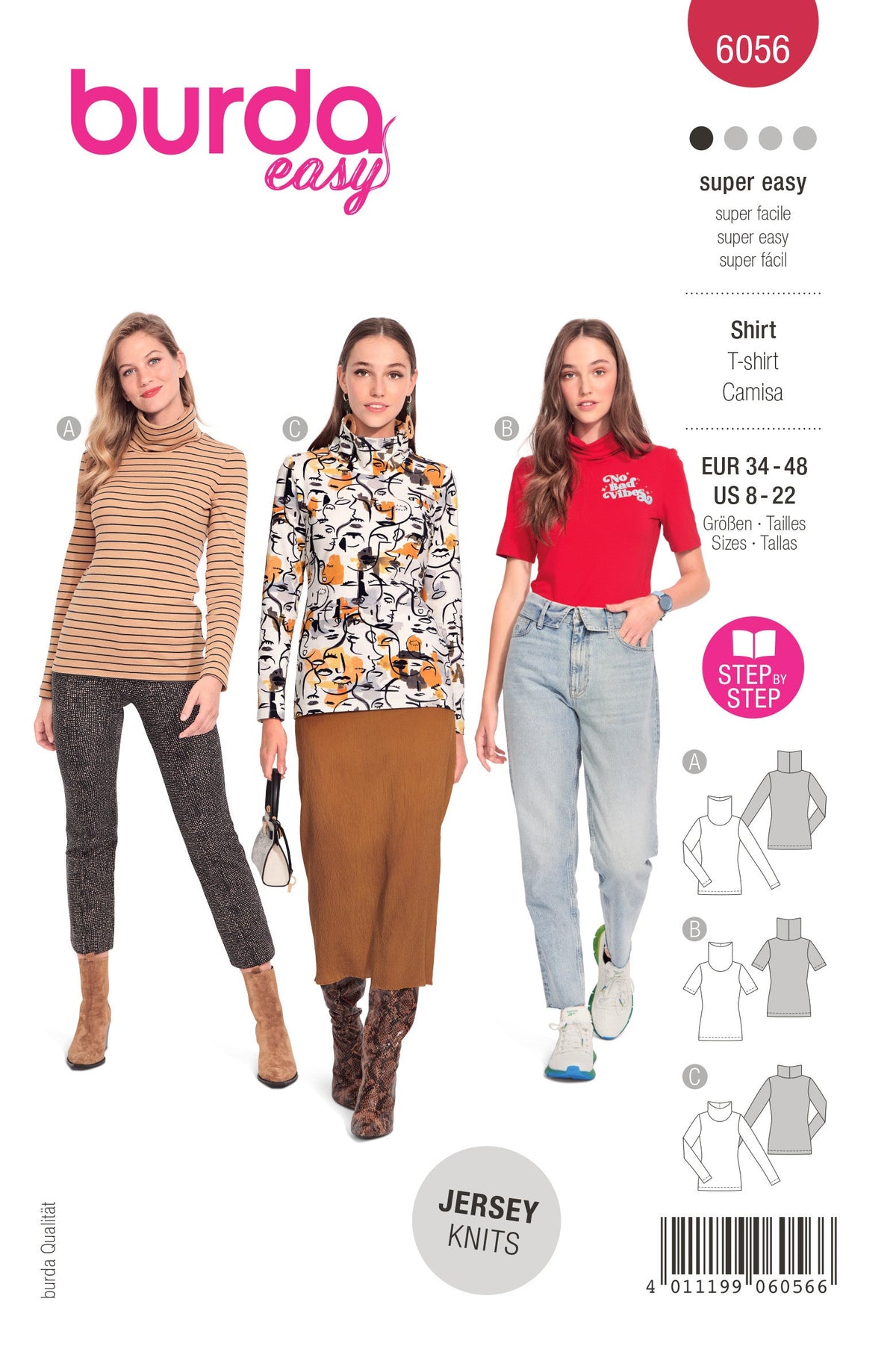 Burda Style Misses' Turtleneck Top Sewing Pattern B6056