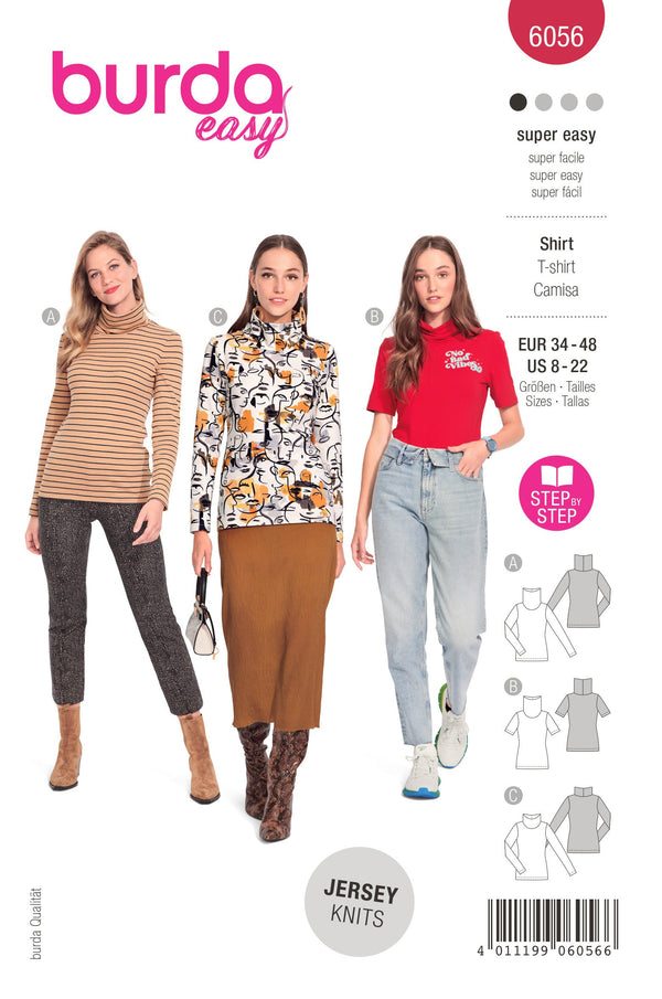 Burda Style Misses' Turtleneck Top Sewing Pattern B6056