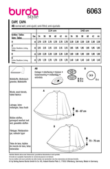 Burda Style Misses' Cape Sewing Pattern for Fashionistas B6063