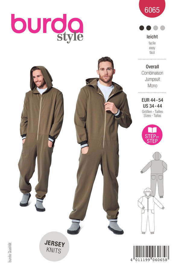 Burda Style Men's Overalls with Hood Sewing Pattern B6065
