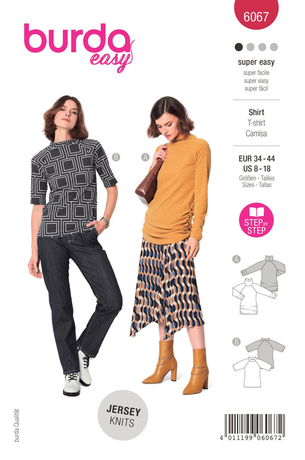 Burda Style Misses' Top with Raglan Sleeves Sewing Pattern B6067