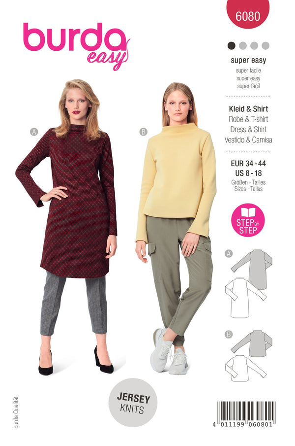 Burda Style Misses' Dress & Top with Integral Collar Sewing Pattern B6080