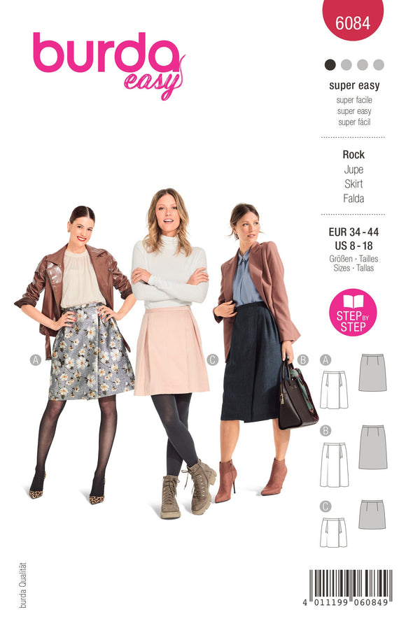 Burda Style Misses' Wrap Skirt with Pleats Sewing Pattern B6084