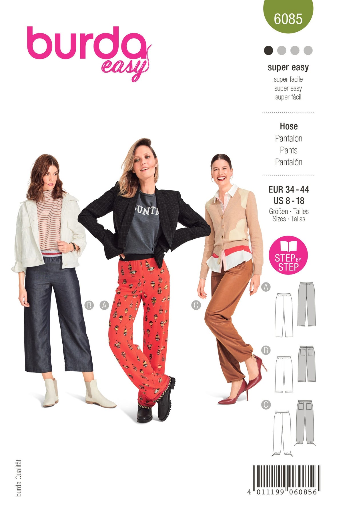 Burda Style Misses' Straight Leg Pants Sewing Pattern B6085