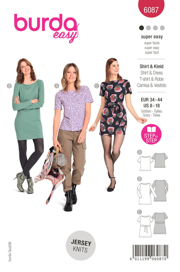 Burda Style Misses' Top & Dress Sewing Pattern - Figure Fitting B6087