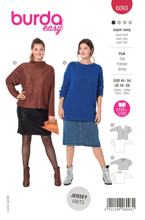 Burda Style Misses' Pullover with Deep Back Neckline Sewing Pattern B6093
